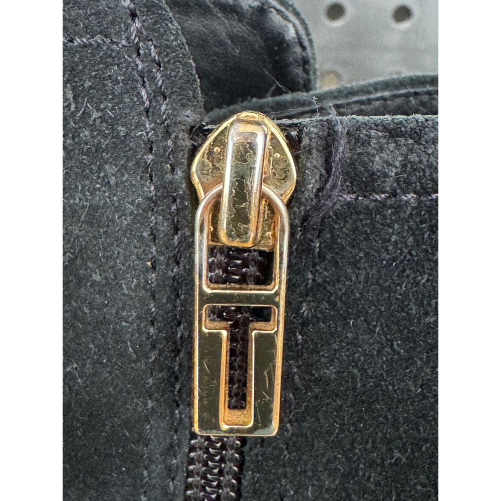 Tory Burch Black Suede Leather Block Heel Ankle Booties Boots Women's Size 7.5M‎ - Picture 10 of 11